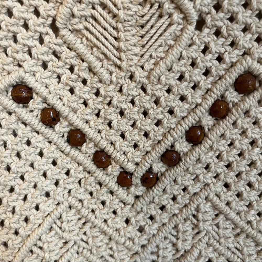 Vintage Macrame Woven Beaded Shoulder Bag - image 3